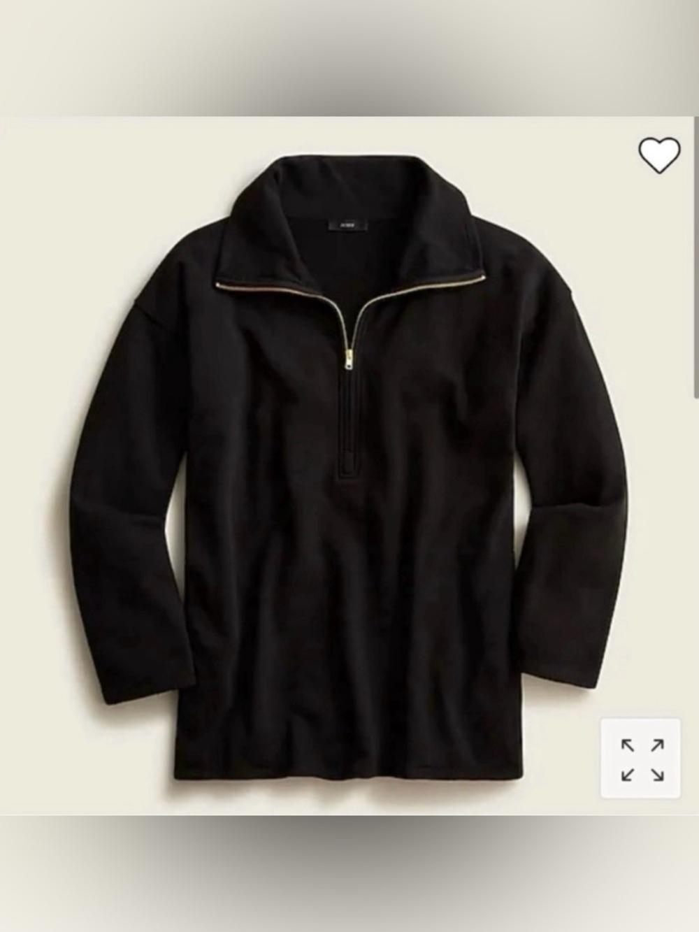 Jcrew Quarter zip tunic black and gold sweatshirt size small